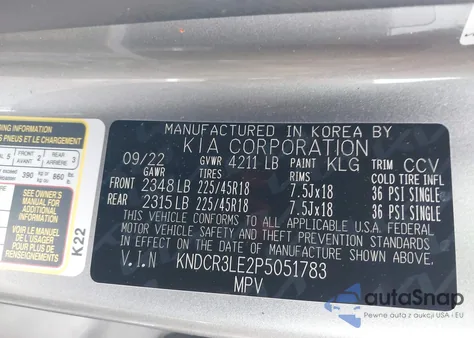 2023 Kia Niro Ex Touring z USA, uszkodzony, nr VIN KNDCR3LE2P5051783